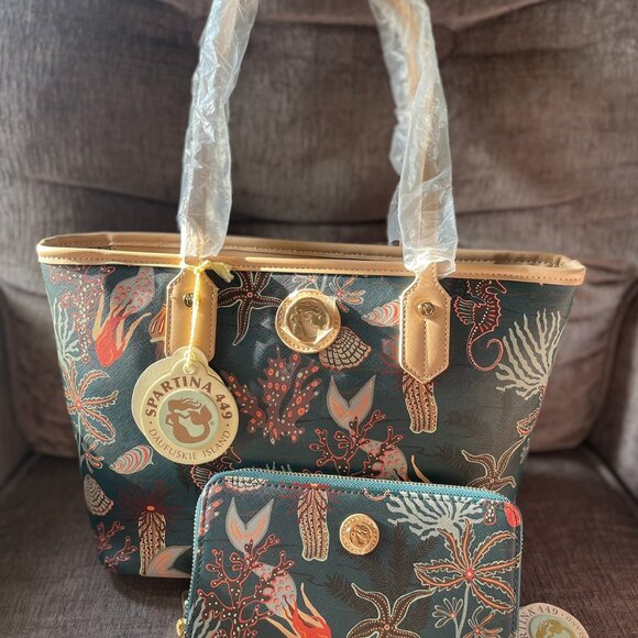 Spartina 449 Mystic Mermaid Medium Tote & Wrist Wallet - Picture 6 of 10